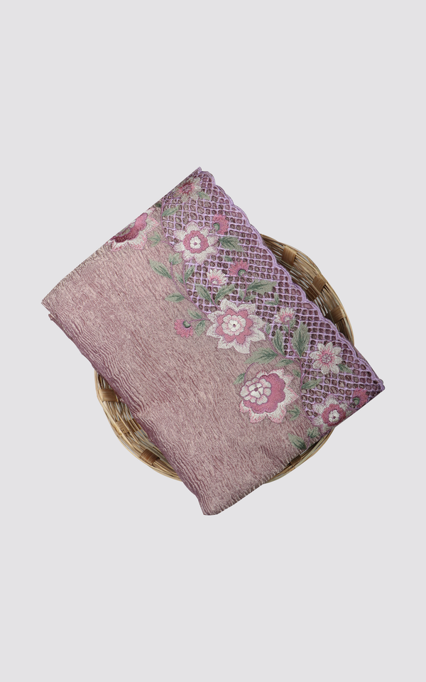 Lavender Crushed Tissue Saree