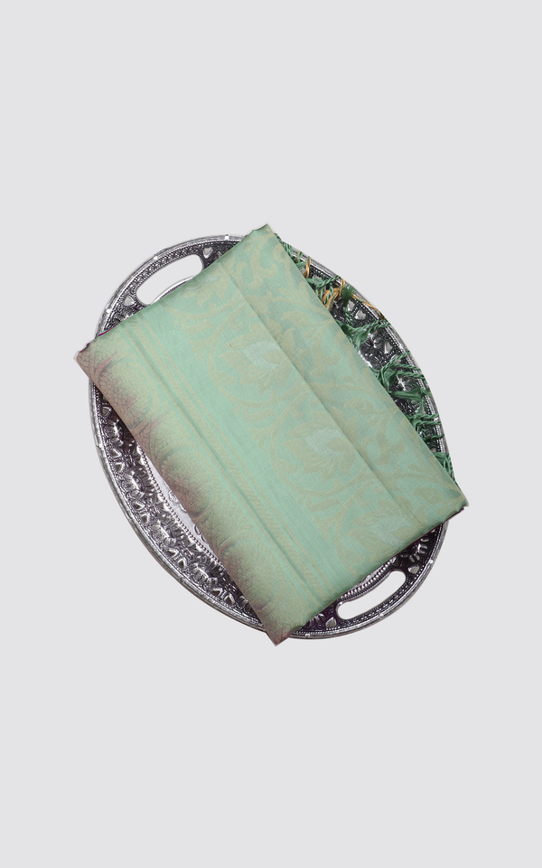 Purple and Pista Green Pure Soft Silk Saree