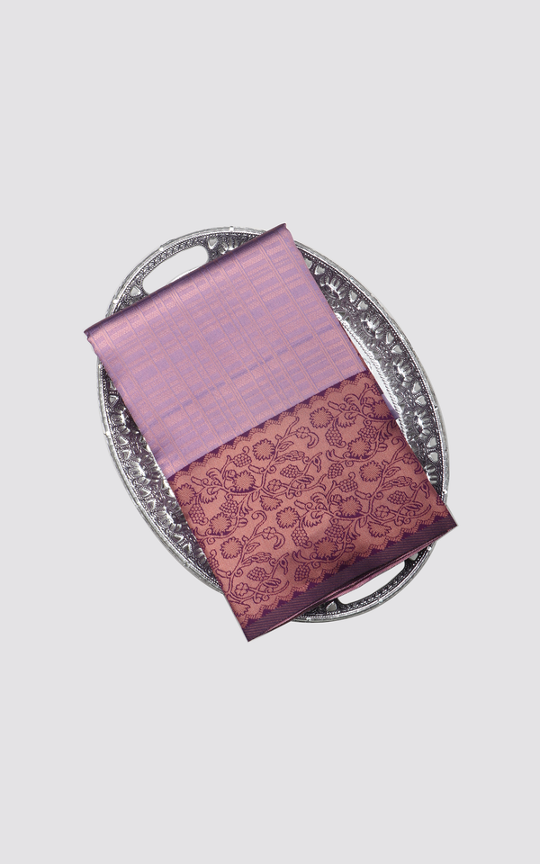 Lavender and Brown Softy Silk Saree