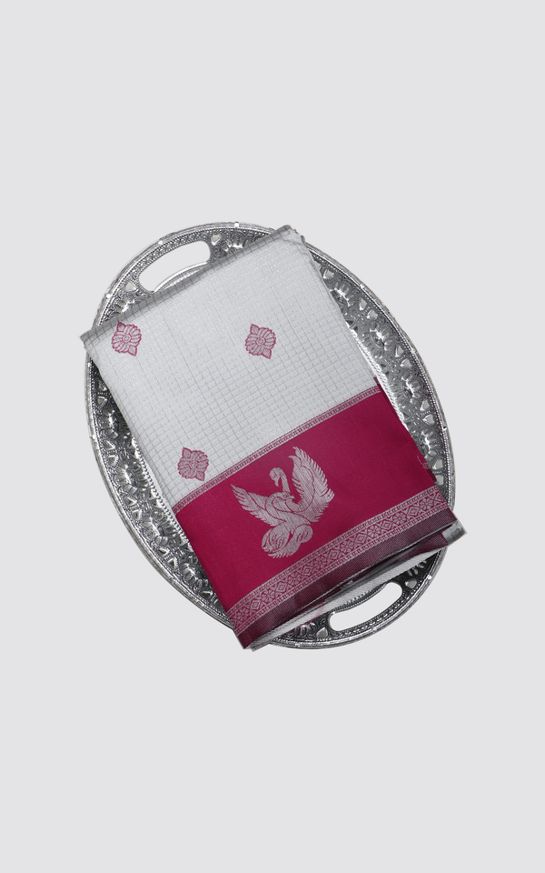 Grey Deep and Magenta Softy Silk Saree