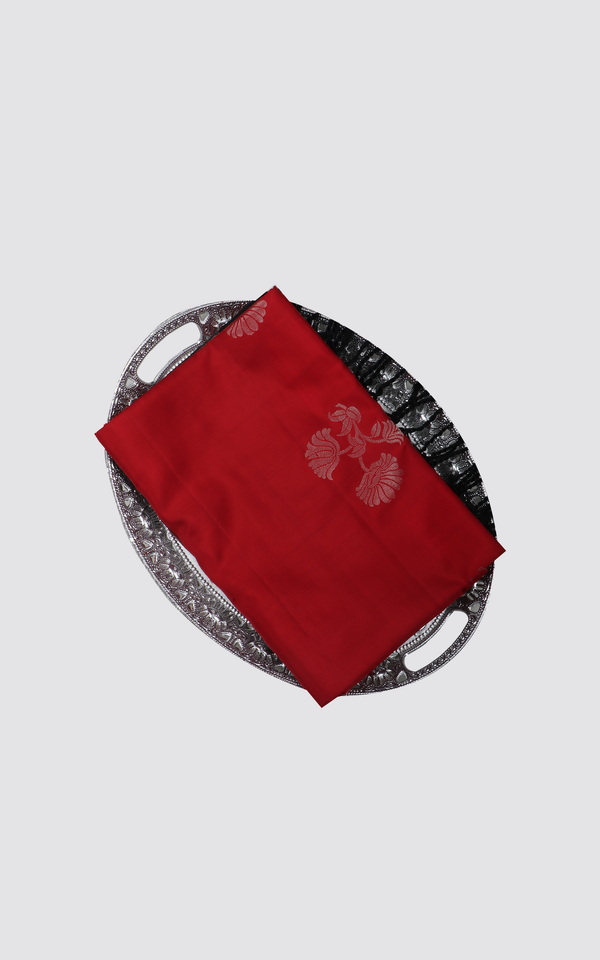 Maroon and Black Pure Soft Silk Saree