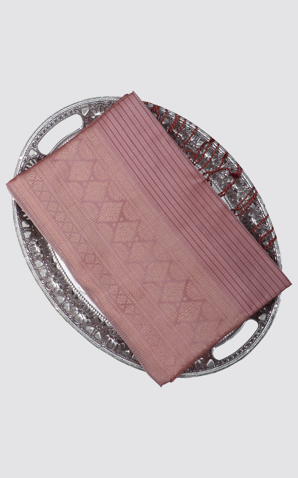 Pure Soft Silk Saree Mauve Shade with zari woven floral buttas in Borderless style