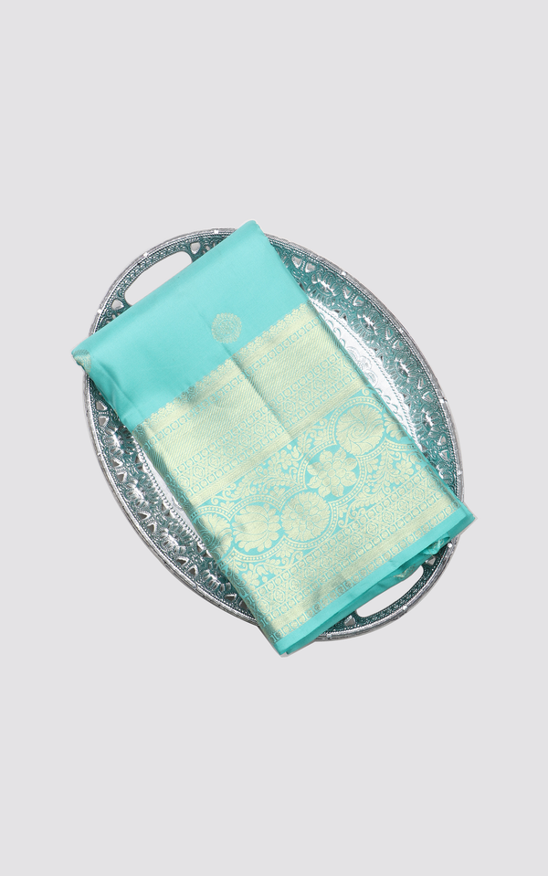 Turquoise Blue Pure Silk Saree