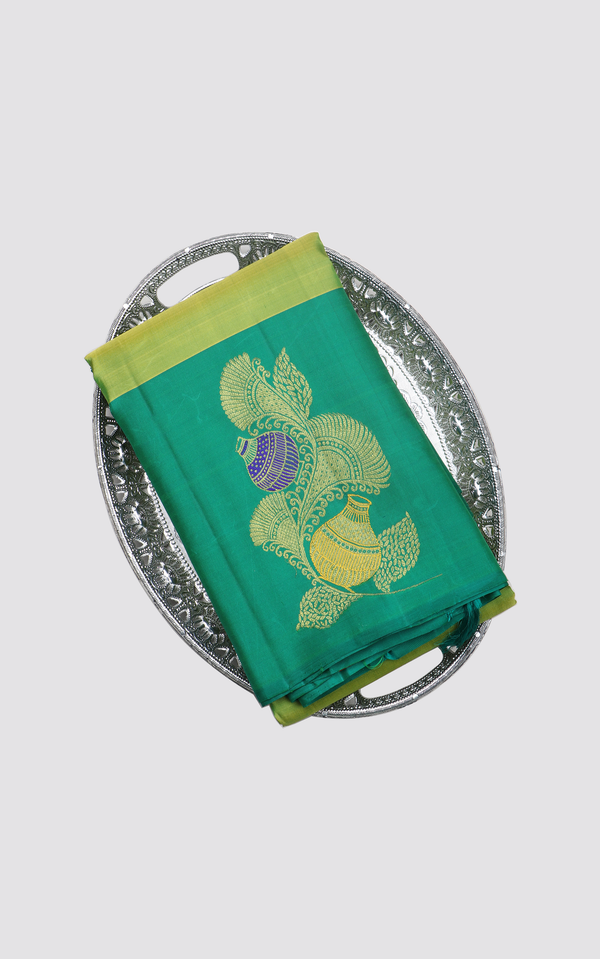 Green and Dark Green Pure Silk Saree
