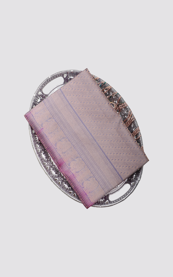 Magenta and Grey Pure Soft Silk Saree