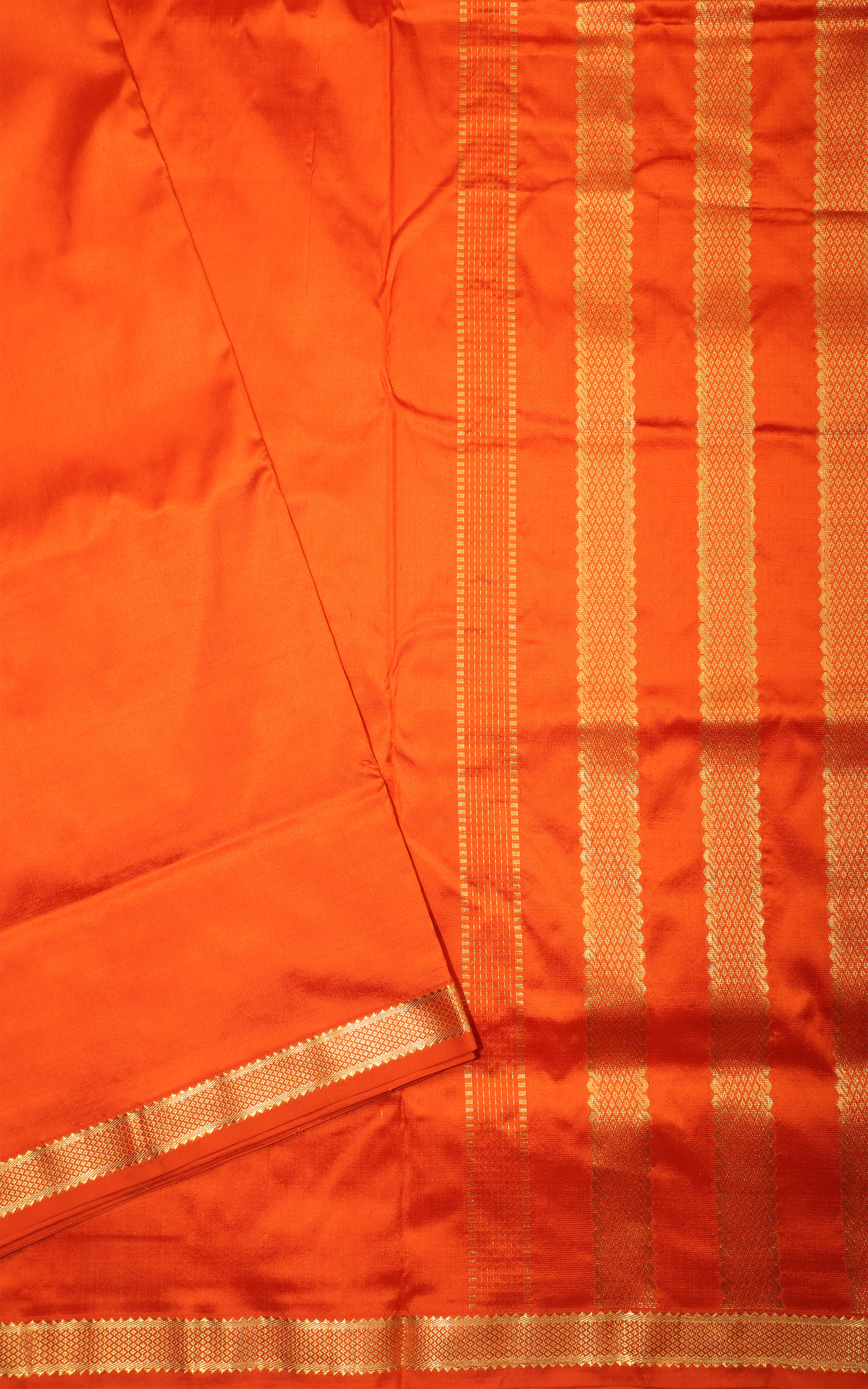 Orange 9 Yards Pure Silk Saree