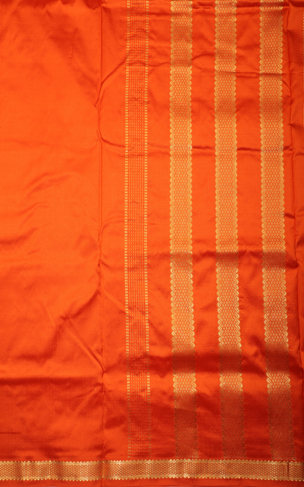 Orange 9 Yards Pure Silk Saree