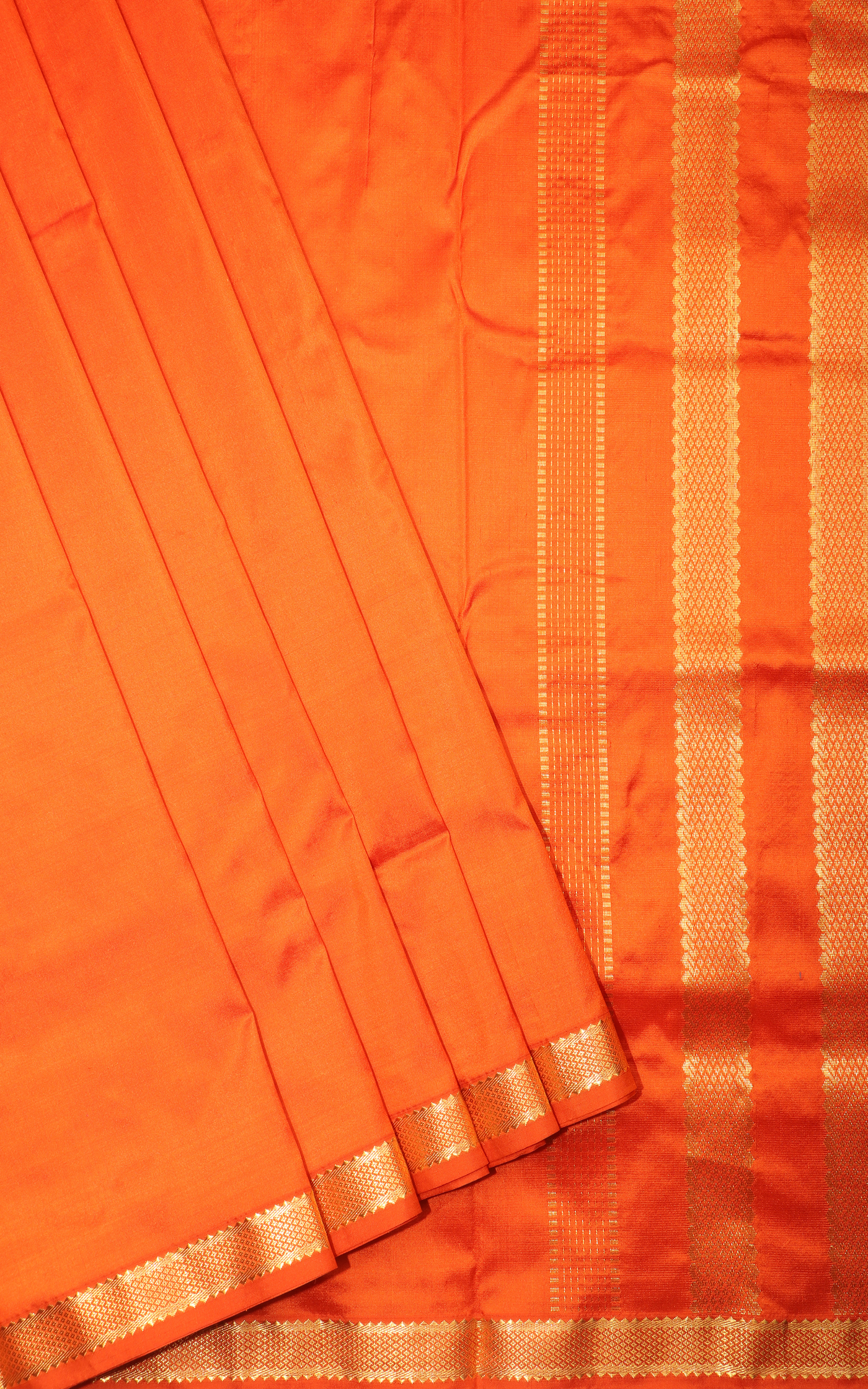 Orange 9 Yards Pure Silk Saree