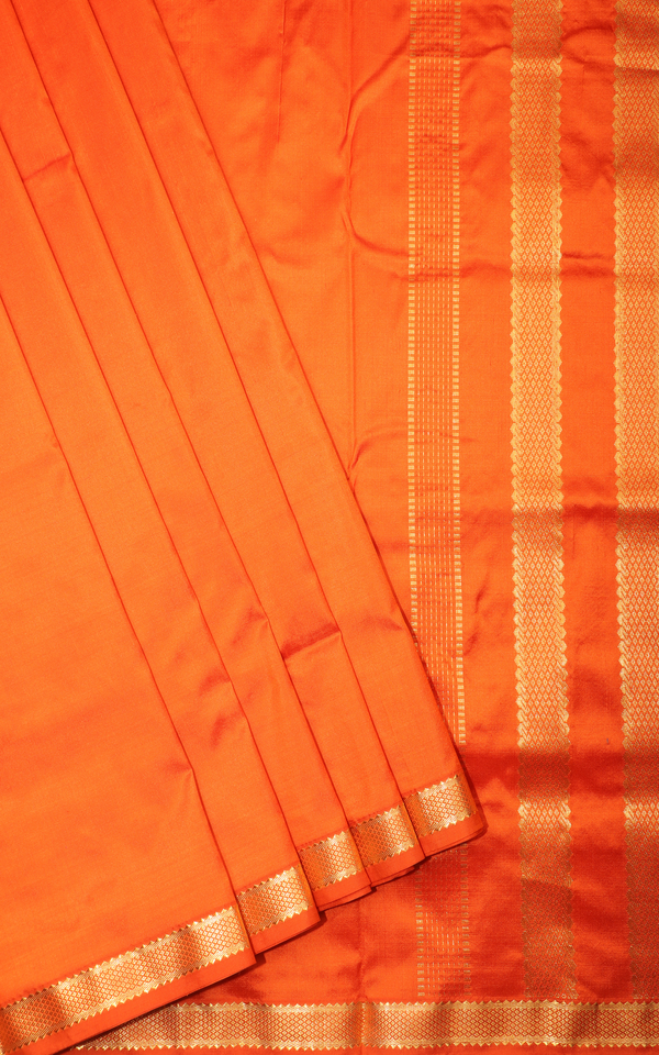 Orange 9 Yards Pure Silk Saree