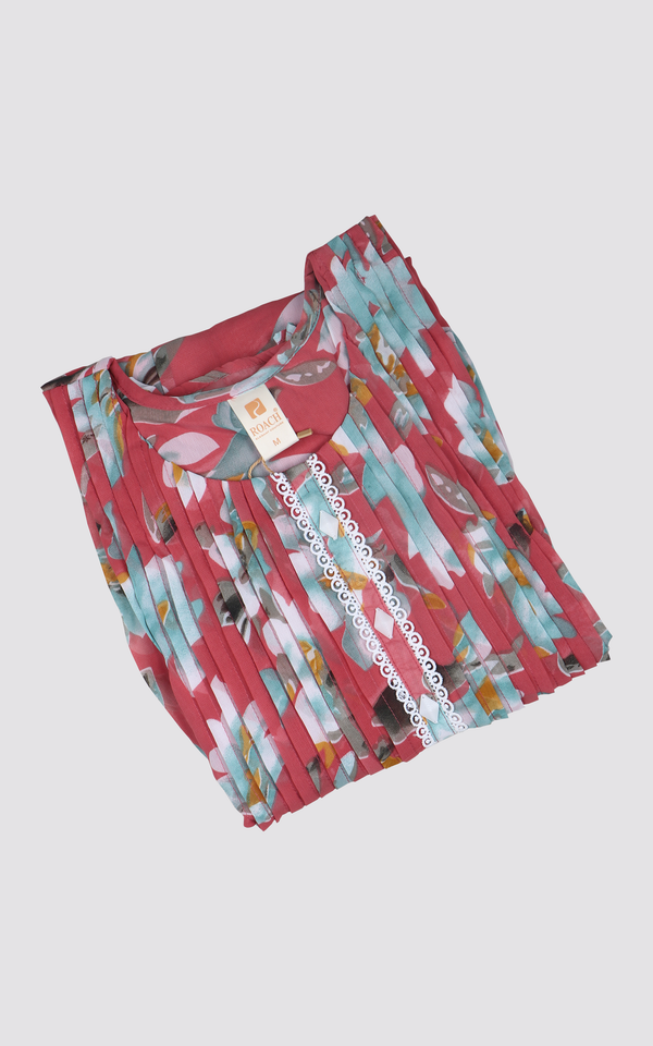Peach - Floral Anarkali Kurti