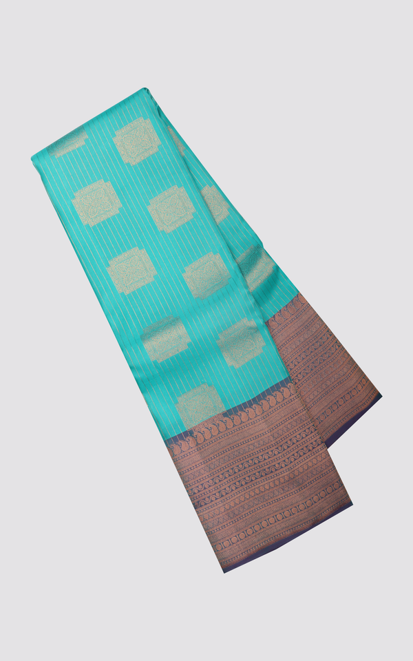 Blusih Green and Deep Wine Semi Kanjivaram Silk Saree