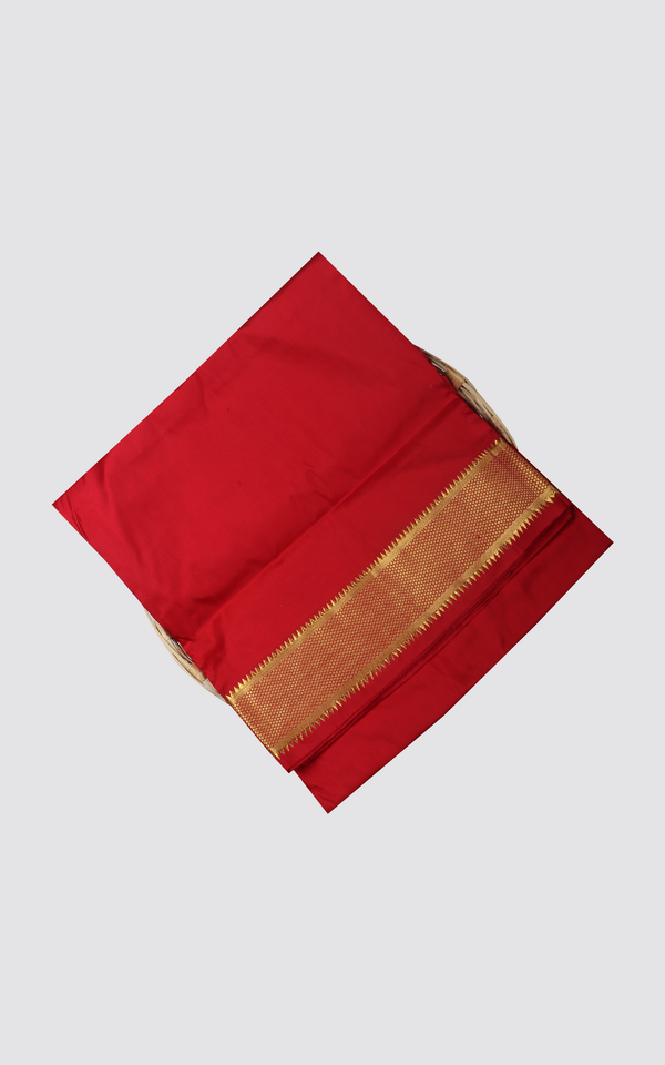 Deep Red 10 Yards Pure Silk Saree