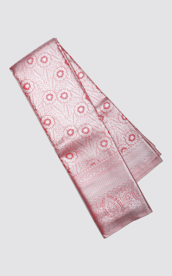 Vichitra Silk Saree Pastel Pink with Allover Zari Brocade Weaves & Zari Woven Border