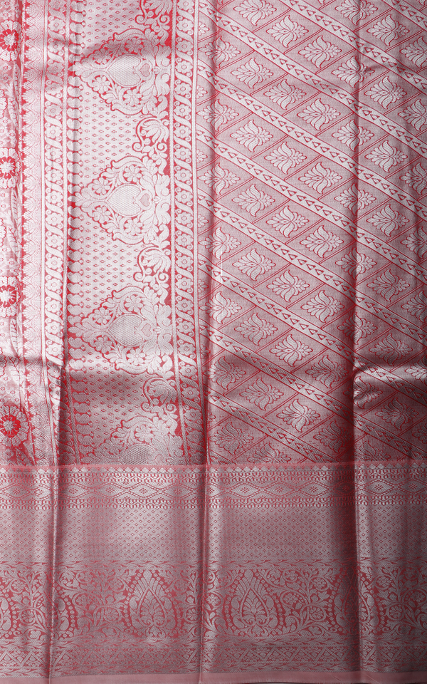 Vichitra Silk Saree Pastel Pink with Allover Zari Brocade Weaves & Zari Woven Border