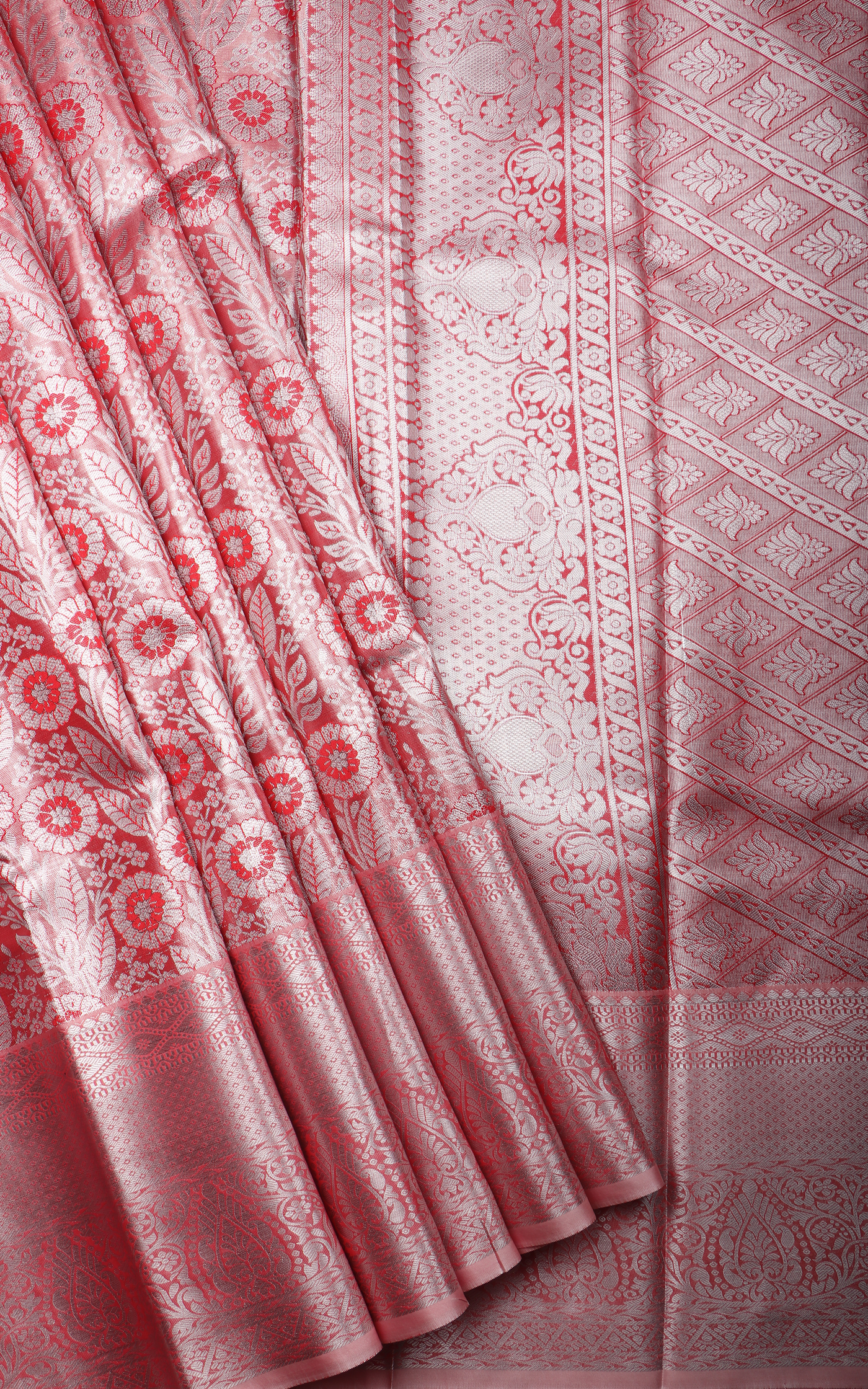 Vichitra Silk Saree Pastel Pink with Allover Zari Brocade Weaves & Zari Woven Border