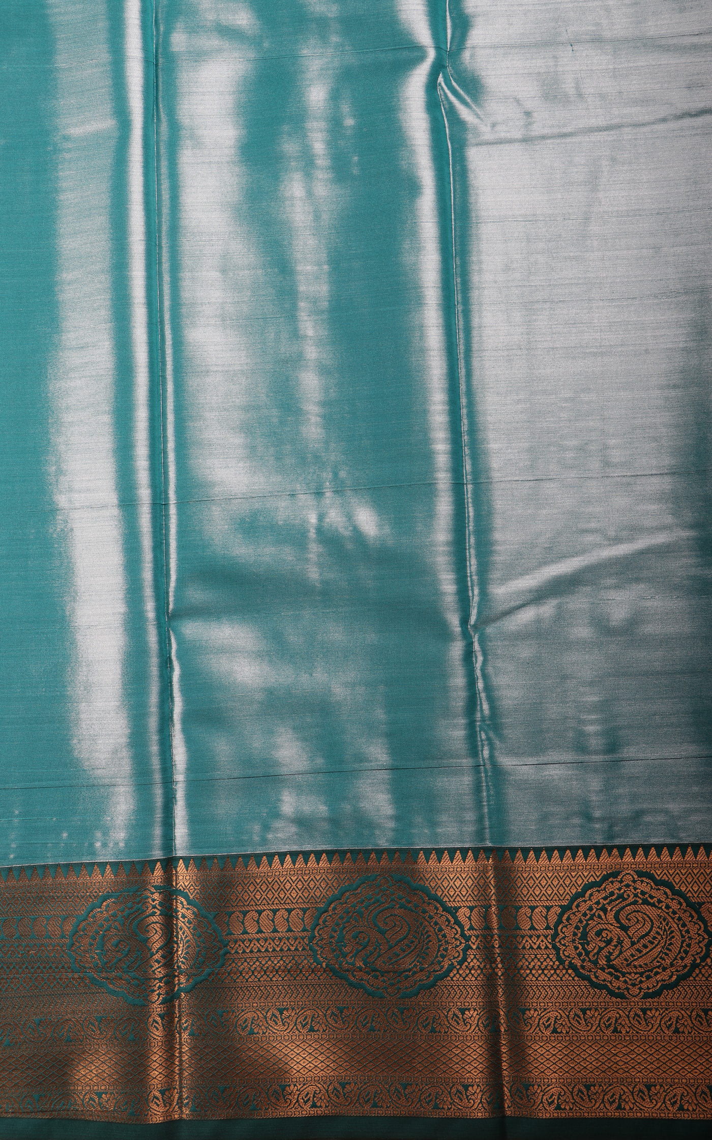Vichitra Silk Saree Pastel Grey and Green Shade with Allover Zari Brocade Weaves and Zari Woven Border