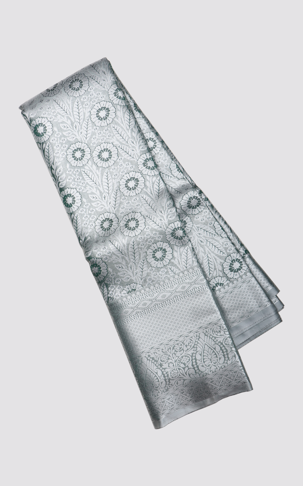 Vichitra Silk Saree Pastel Green with Allover Zari Brocade Weaves and Zari Woven Border