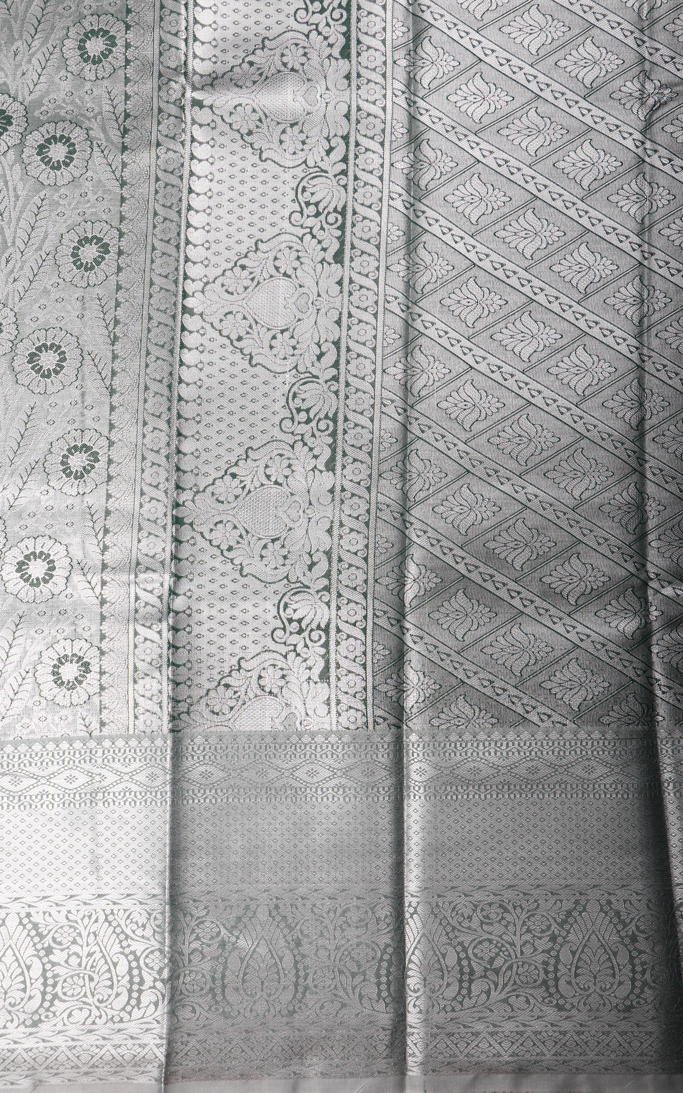 Vichitra Silk Saree Pastel Green with Allover Zari Brocade Weaves and Zari Woven Border