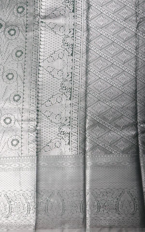 Vichitra Silk Saree Pastel Green with Allover Zari Brocade Weaves and Zari Woven Border