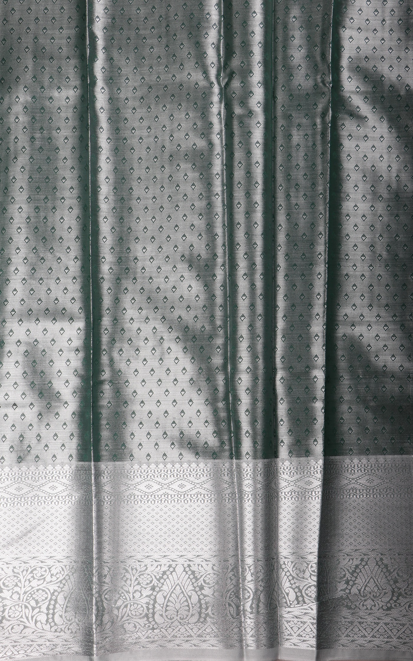 Vichitra Silk Saree Pastel Green with Allover Zari Brocade Weaves and Zari Woven Border