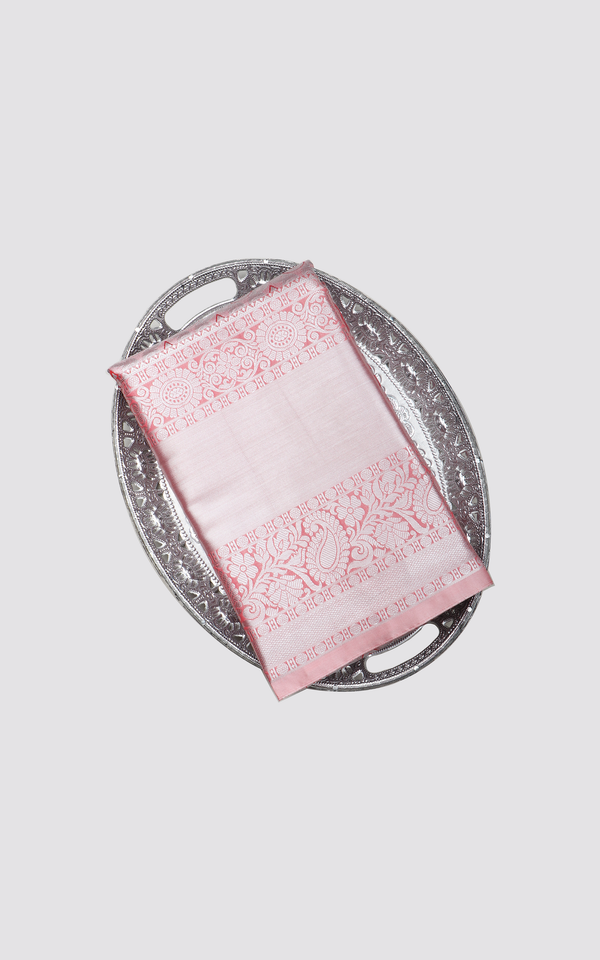 Vichitra Silk Saree Pastel Pink with Allover Zari Brocade Weaves & Zari Woven Border
