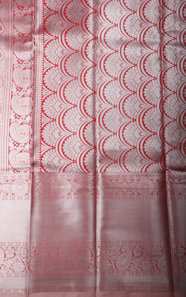 Vichitra Silk Saree Pastel Pink with Allover Zari Brocade Weaves & Zari Woven Border