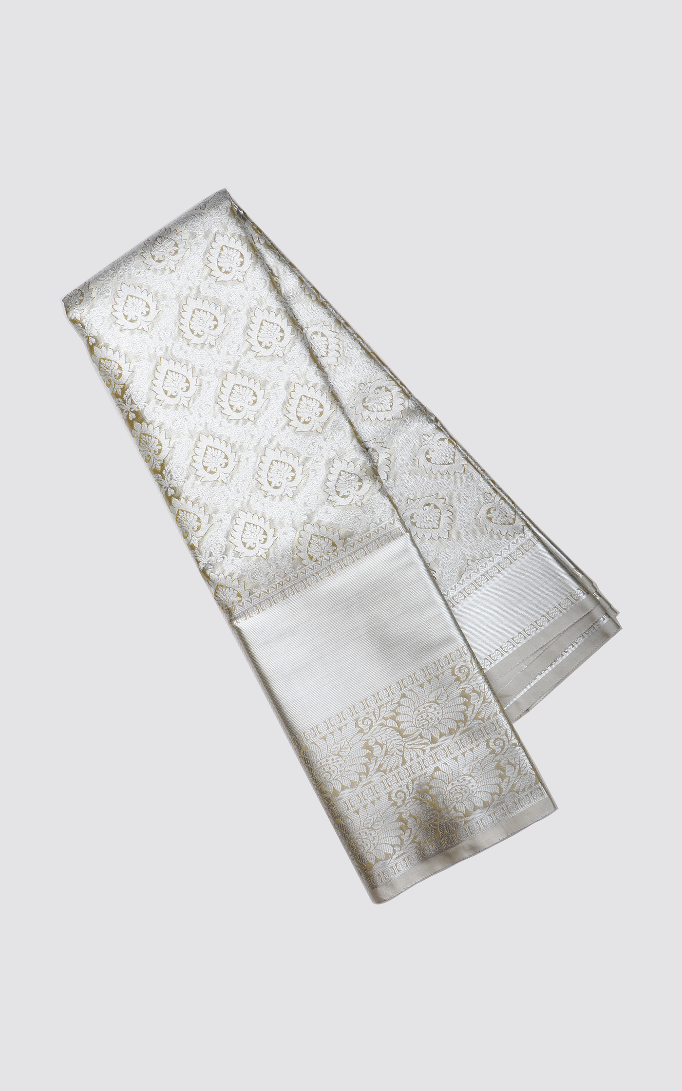 Vichitra Silk Saree Pastel Lime Green with Allover Zari Brocade Weaves & Zari Woven Border