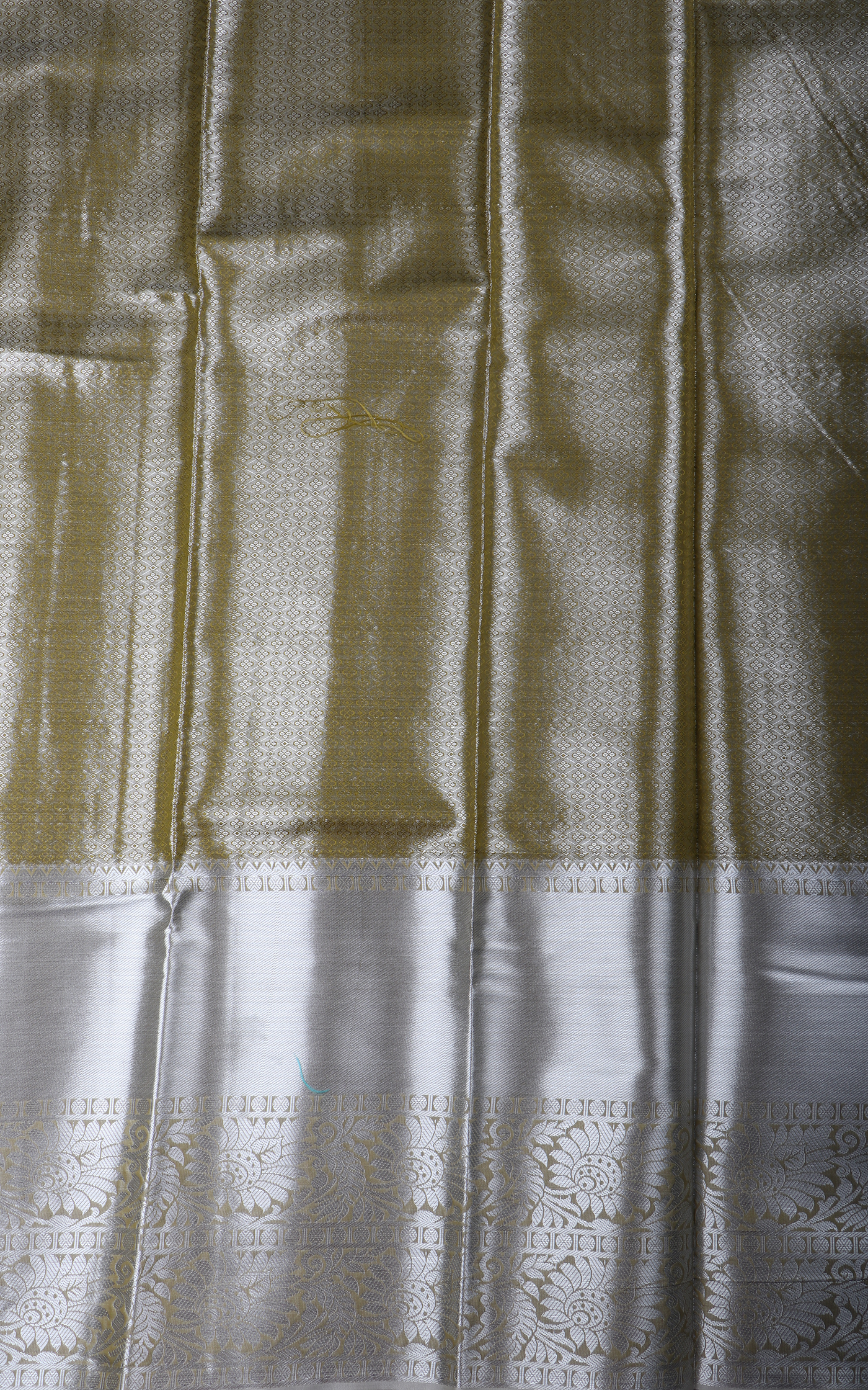 Vichitra Silk Saree Pastel Lime Green with Allover Zari Brocade Weaves & Zari Woven Border