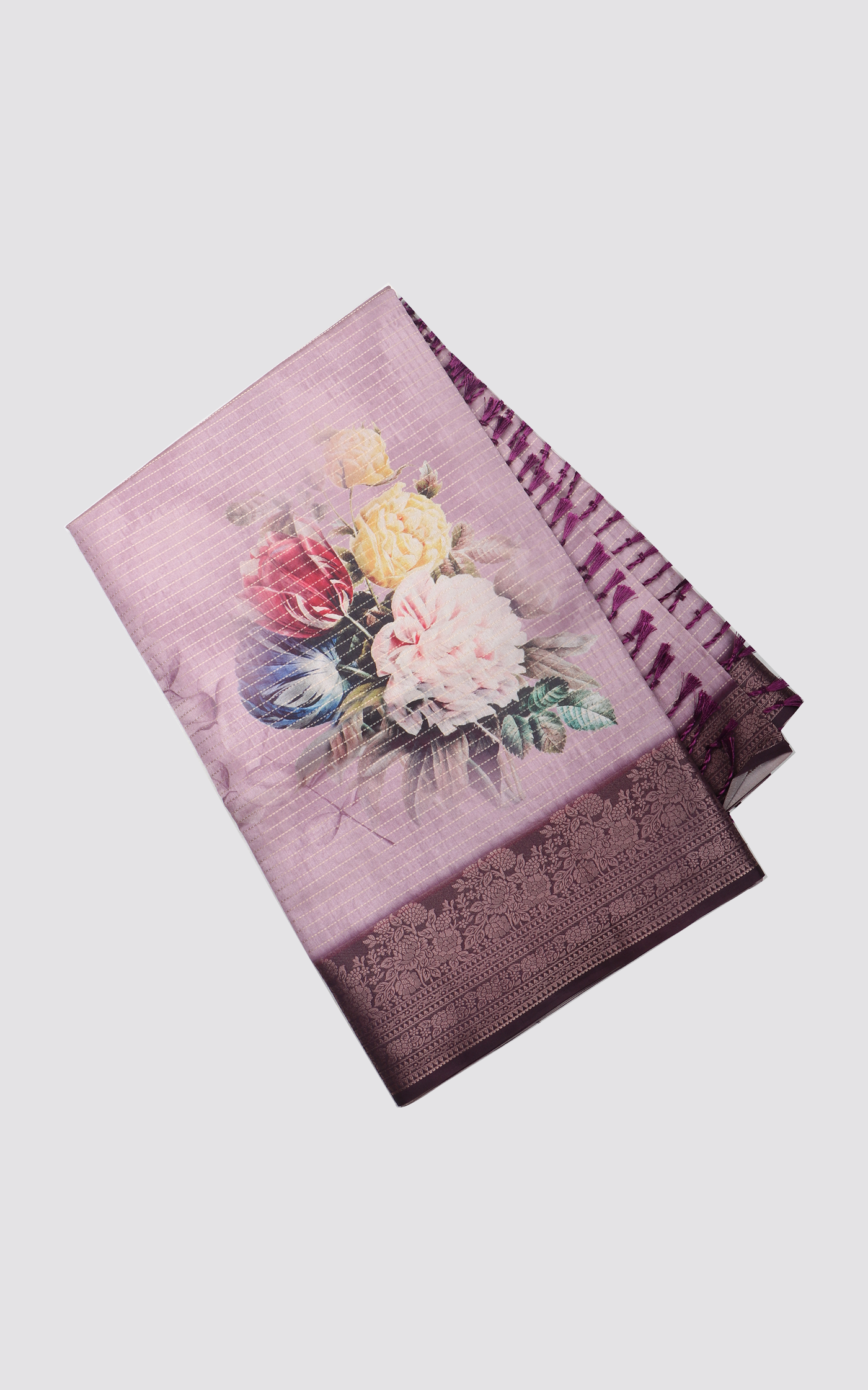 Purple Semi Tussar Saree with Digital Prints