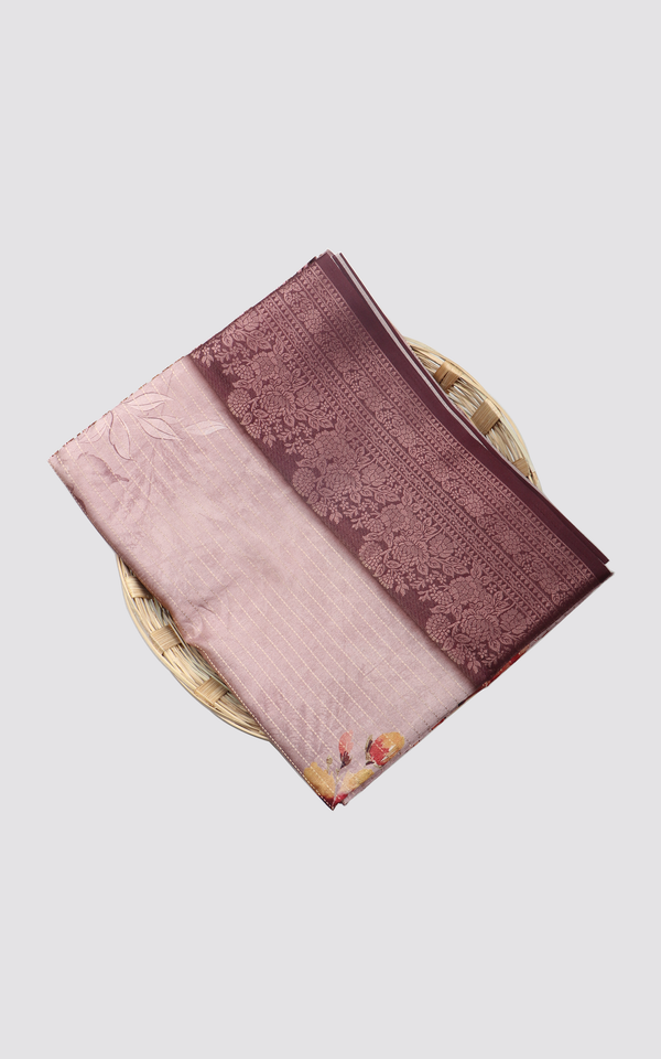 Pastel Pink Semi Tussar Saree with Digital Prints