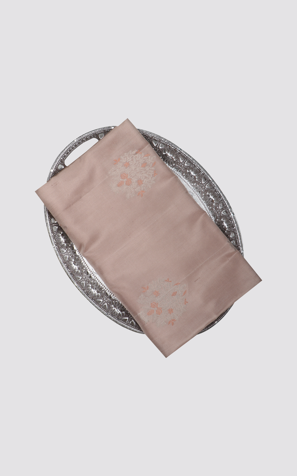 Pure Soft Silk Saree Mauve Shade and Teal Blue with subtle zari buttas