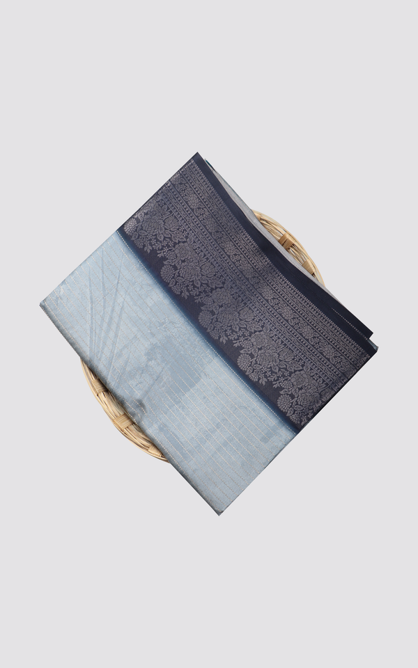 Dual Shade of Blue Semi Tussar Saree with Digital Prints
