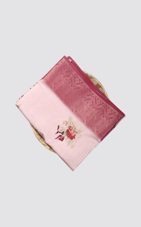 Pink Semi Tussar Saree with Digital Prints