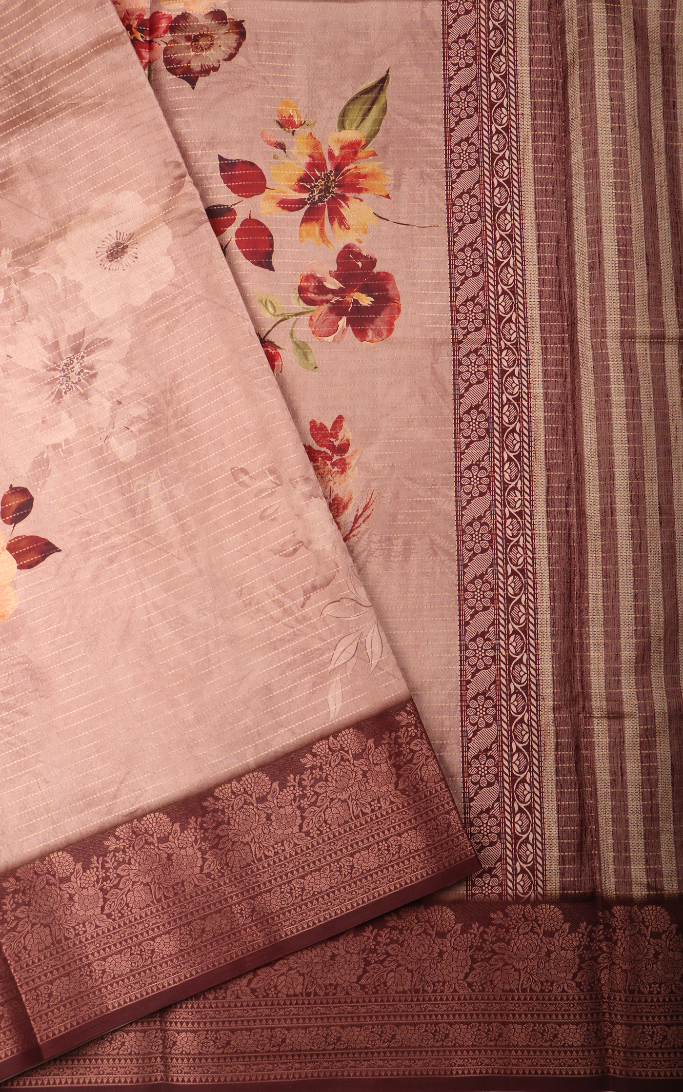 Pastel Pink Semi Tussar Saree with Digital Prints