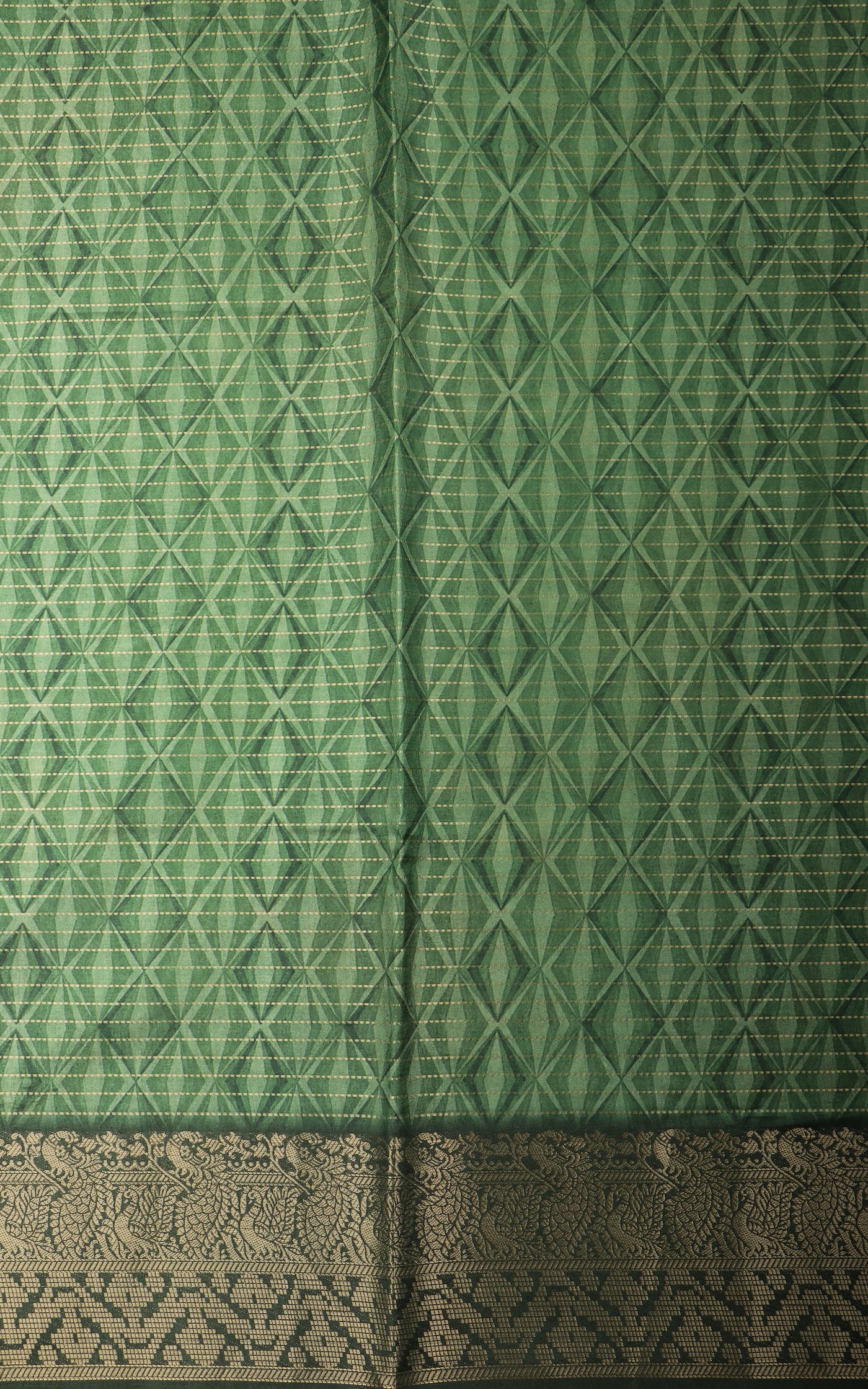 Dark Green Semi Tussar Saree with Digital Prints