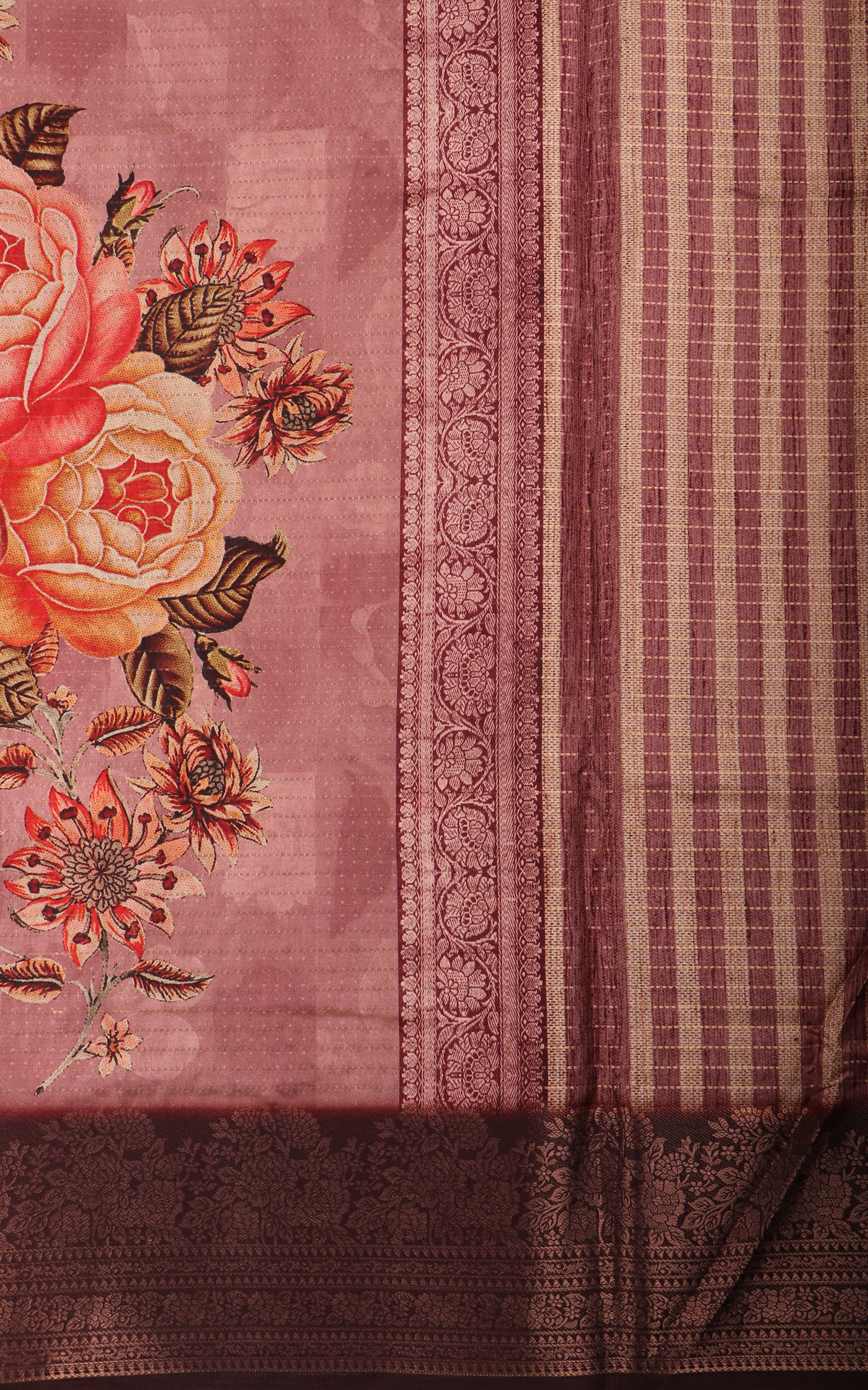 Light Mauve Semi Tussar Saree with Digital Prints