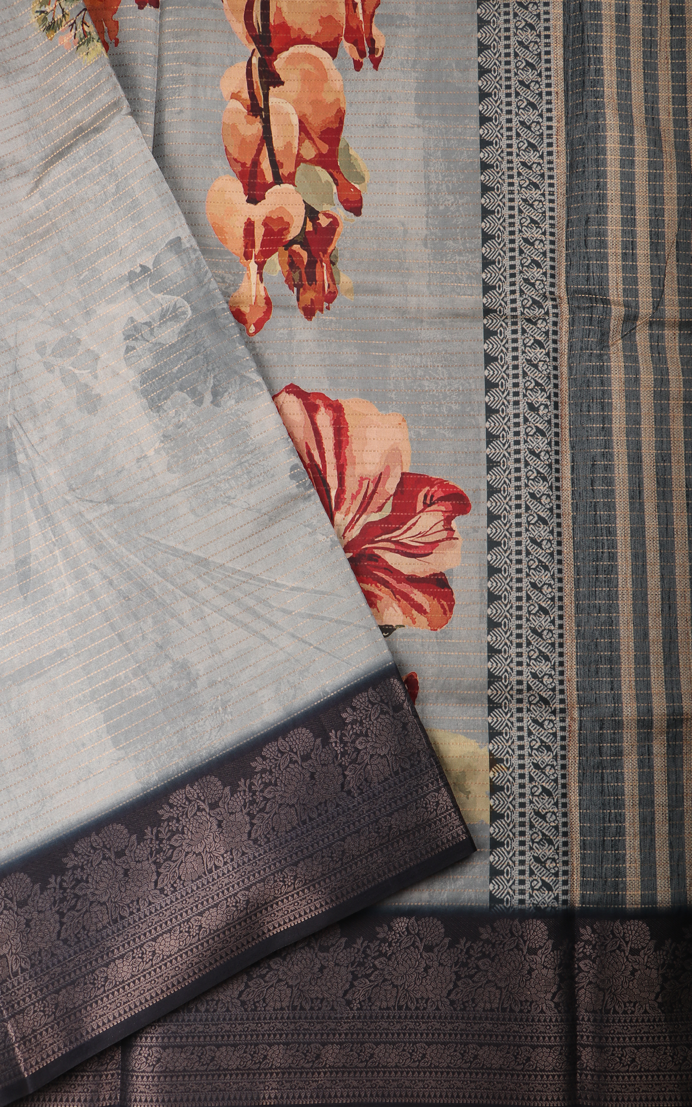 Dual Shade of Blue Semi Tussar Saree with Digital Prints