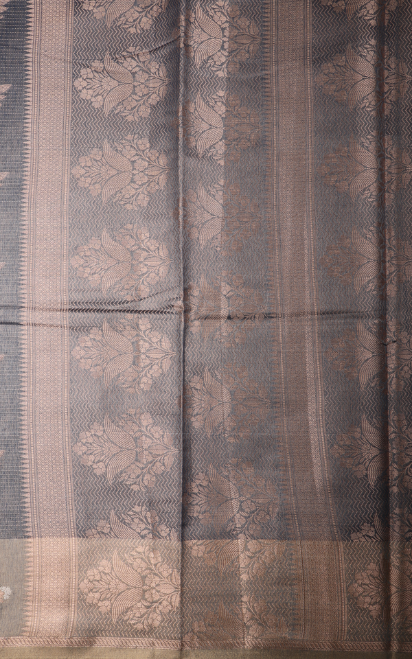 Bluish Grey Fancy Cotton Saree with Zari Woven Buttas