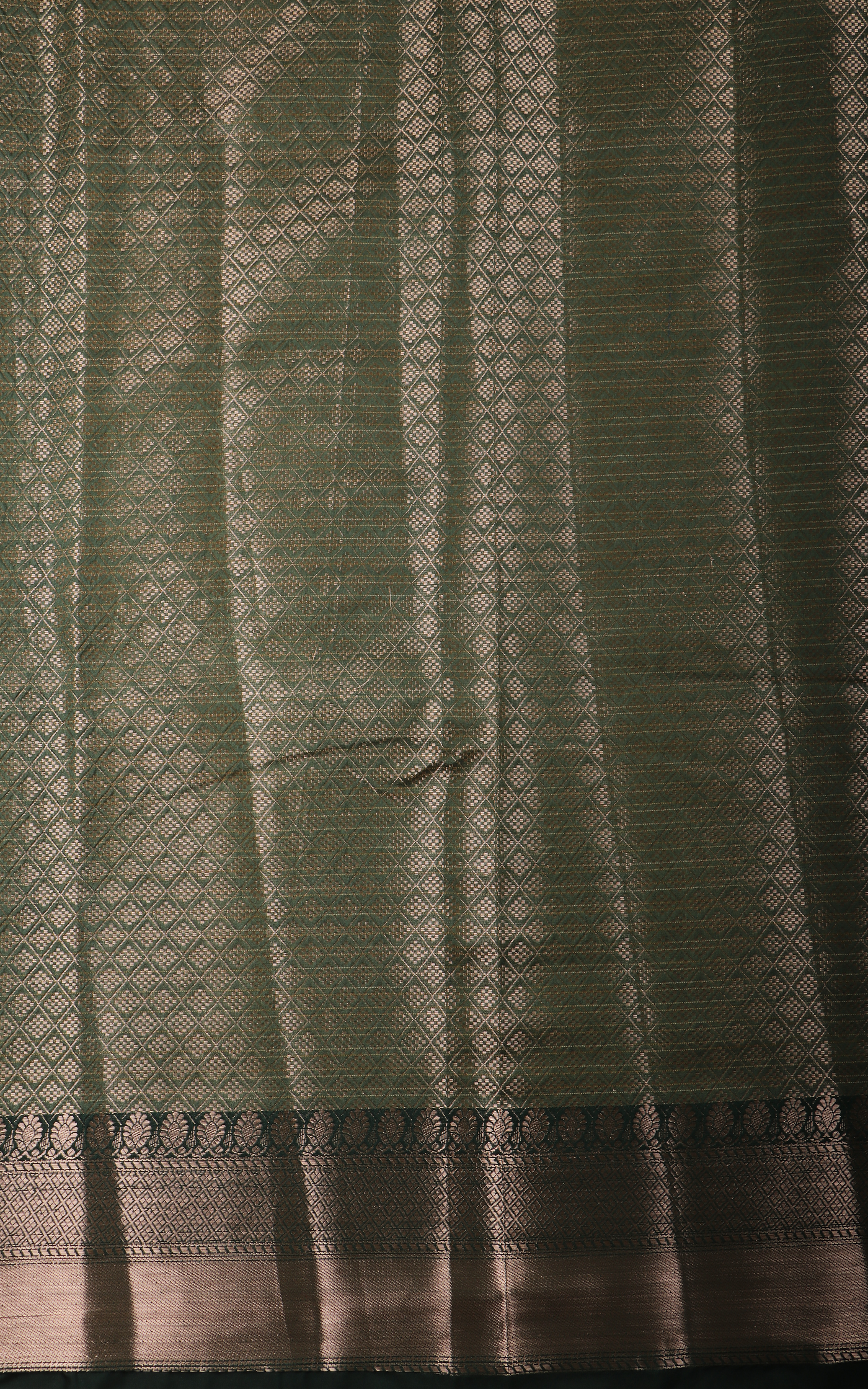 Dual Shade of Green Fancy Cotton Saree with Zari Waves