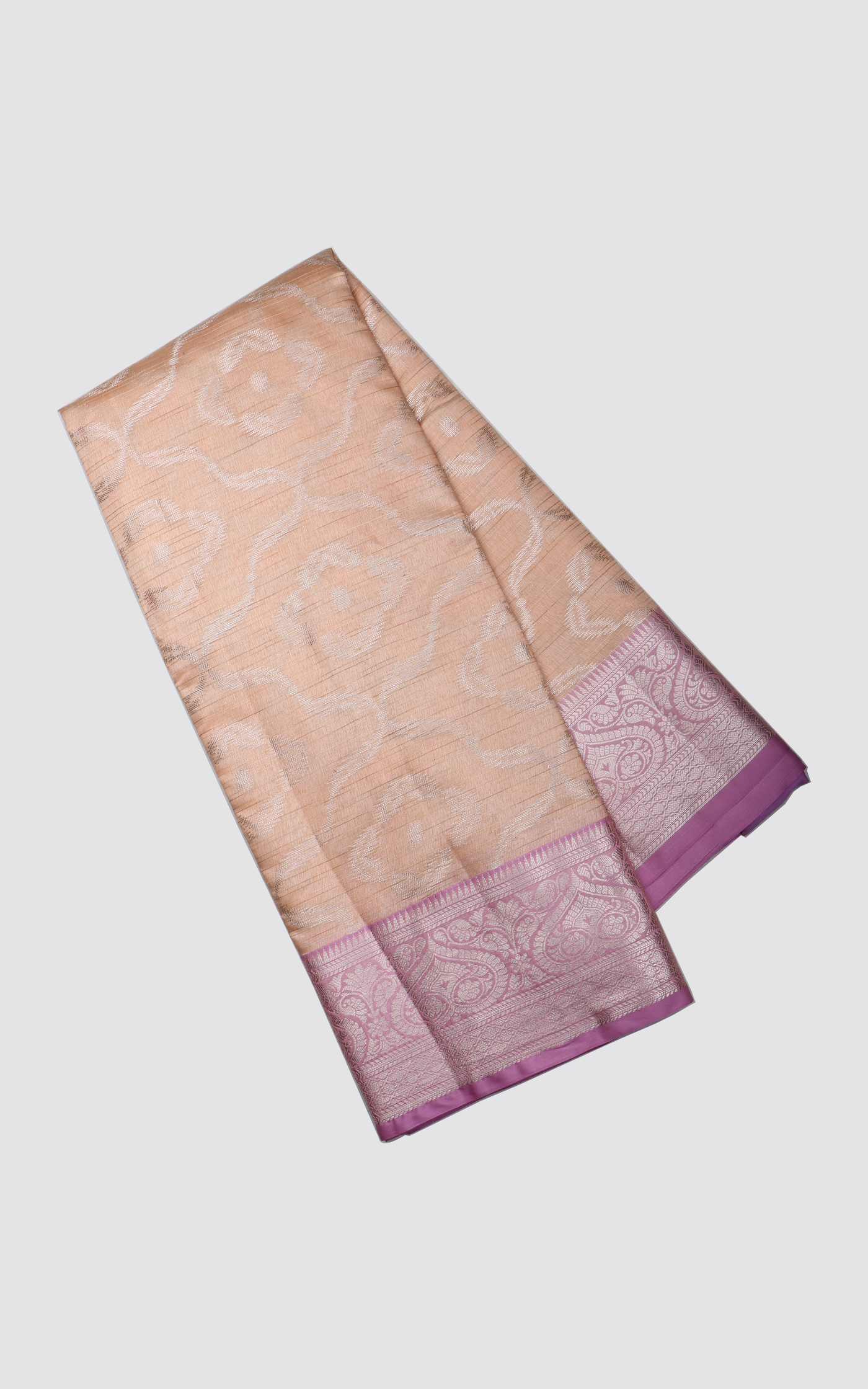 Orange and Pink Fancy Cotton Saree with Zari Waves
