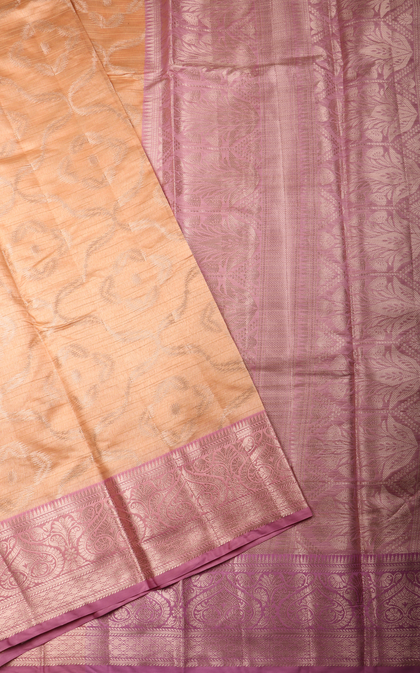 Orange and Pink Fancy Cotton Saree with Zari Waves