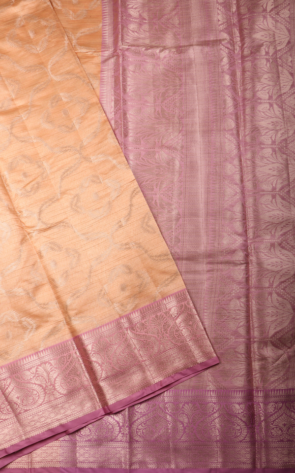 Orange and Pink Fancy Cotton Saree with Zari Waves