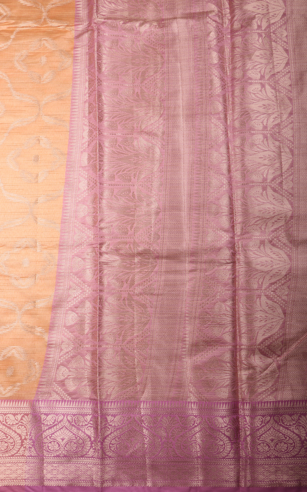 Orange and Pink Fancy Cotton Saree with Zari Waves