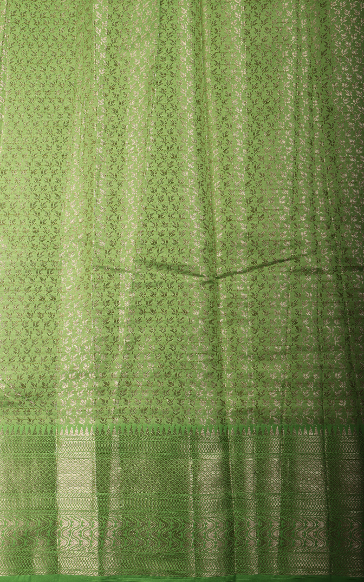 Yellow and Green Fancy Cotton Saree with Zari Woven Buttas