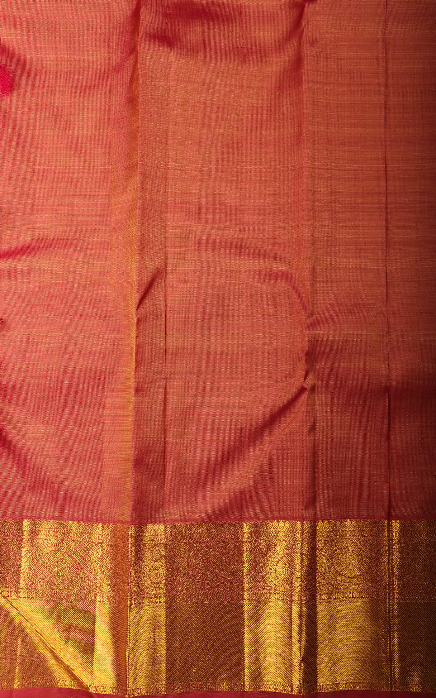 Beige and Red Pure Silk Saree