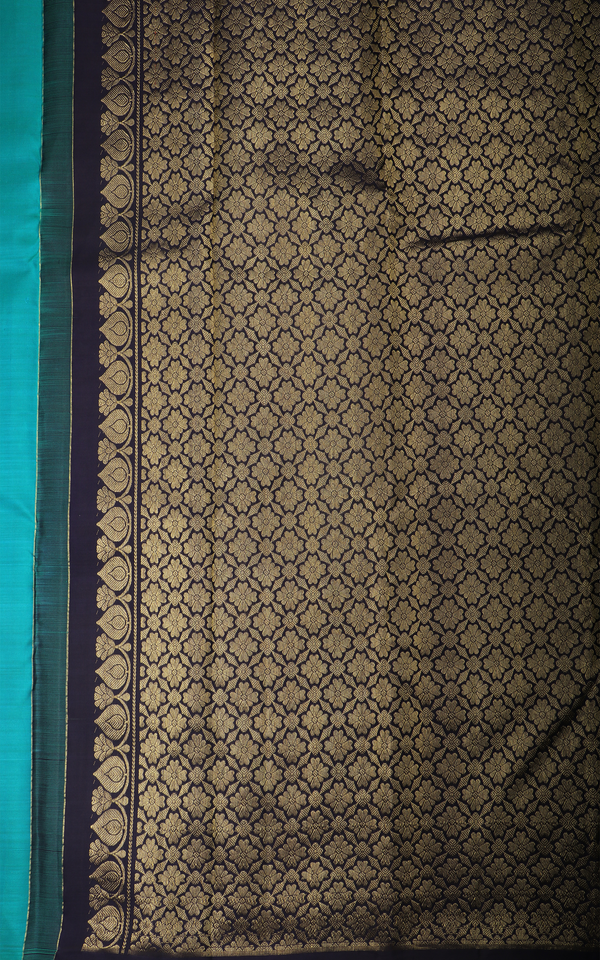 Peacock Blue and Navy Blue Pure Silk Saree