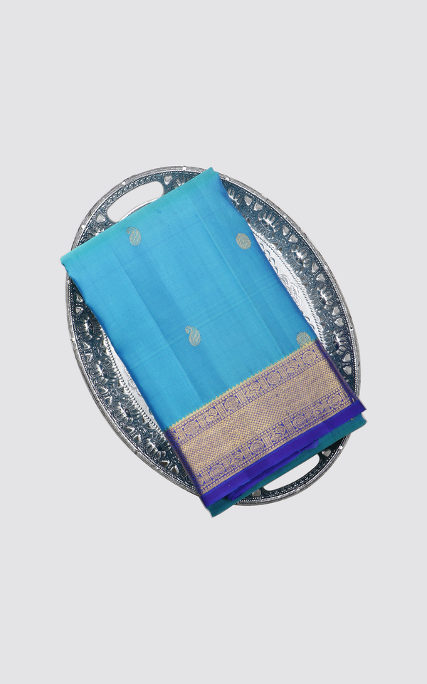 CS Blue and Royal Blue Pure Silk Saree