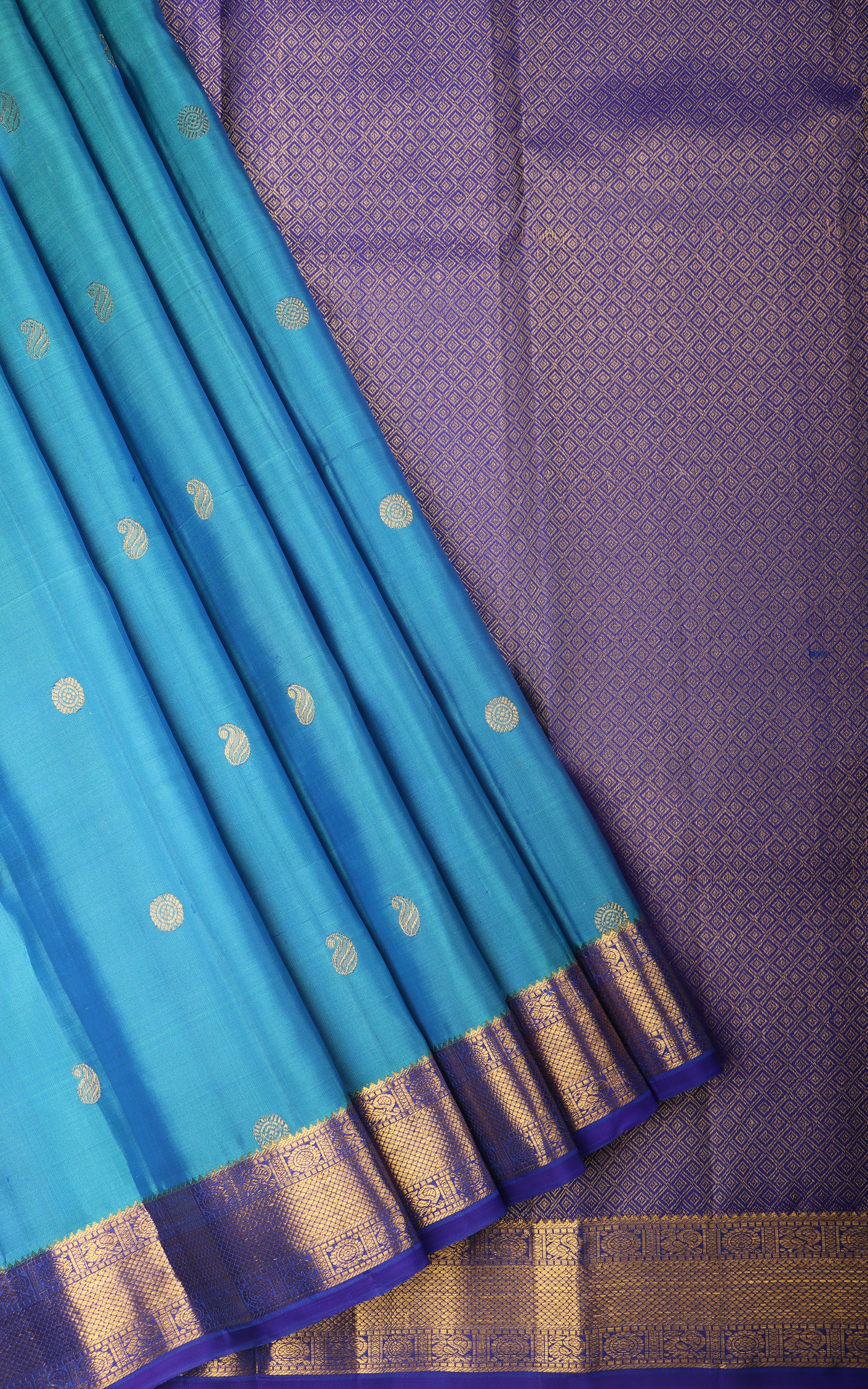 CS Blue and Royal Blue Pure Silk Saree