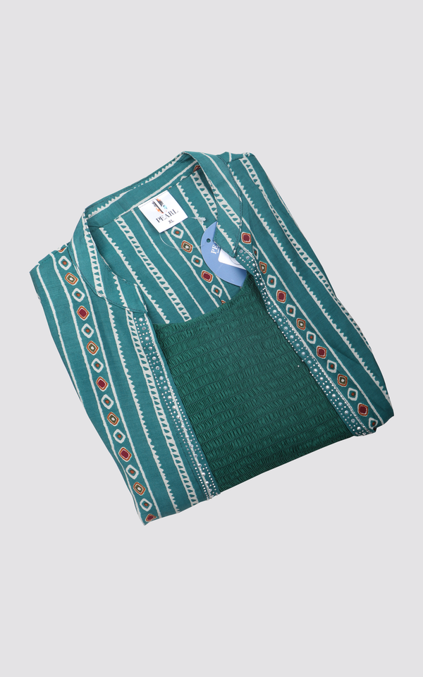 Dual Shade of Green - Long Gown