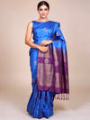 Royal Blue with Violet Semi Silk Saree